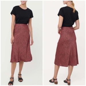 Loft Large Satin Midi Skirt Bias Cut 90s Leopard
